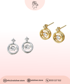 Bông Tai Bạc Mặt Tròn Đá Nhảy Hình Ngôi Sao Star Dancing Stone