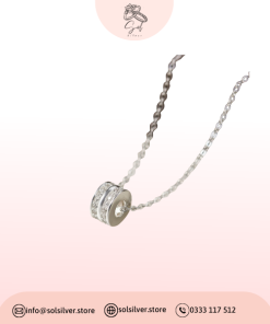 Dây Chuyền Bạc Mặt Ống Trụ Tròn Đính Đá 2 Hàng Tube Necklace